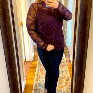 Lane Bryant Eggplant purple Lace Shirt